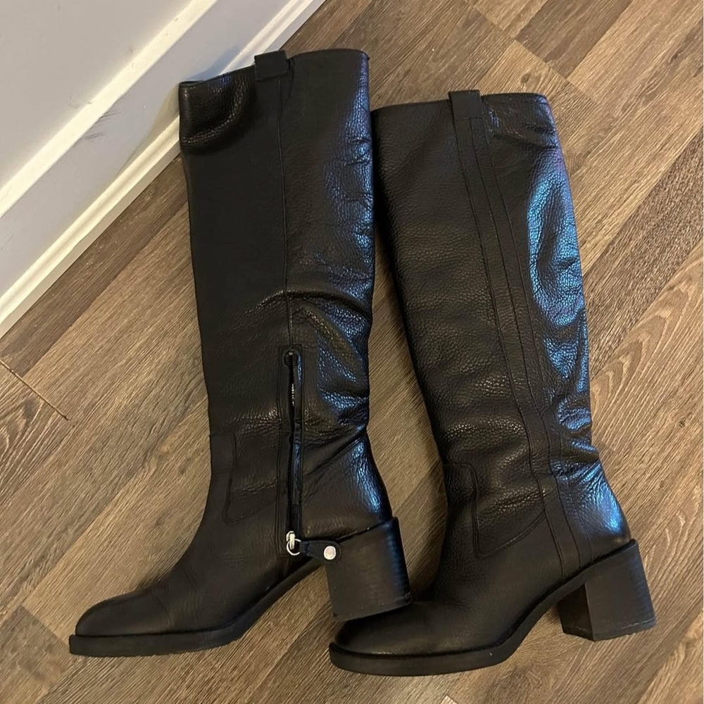 Geox Black Leather Heeled Boots